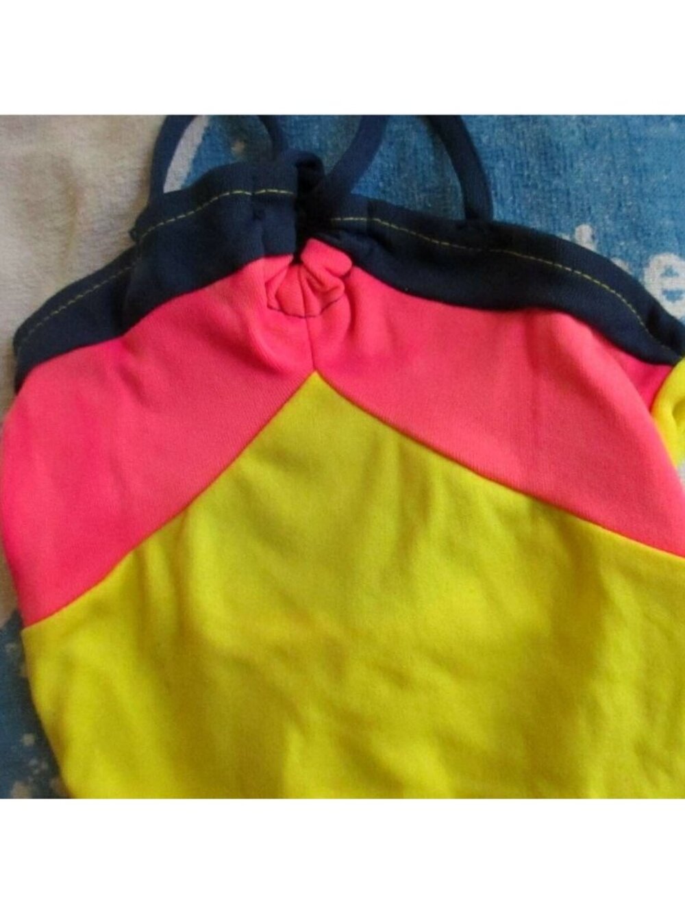 GIRLS 3x Swimsuit  Vintage 1980's NYLON STRETCH COLORBLOCK 1 Piece swim suit